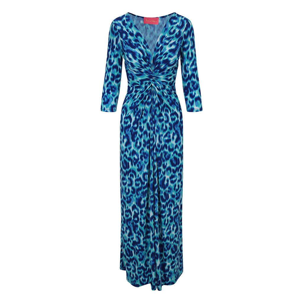 Blue Leopard Lola Maxi Dress