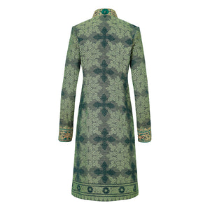Jade Rosette Wool Brocade Shawl Jacket