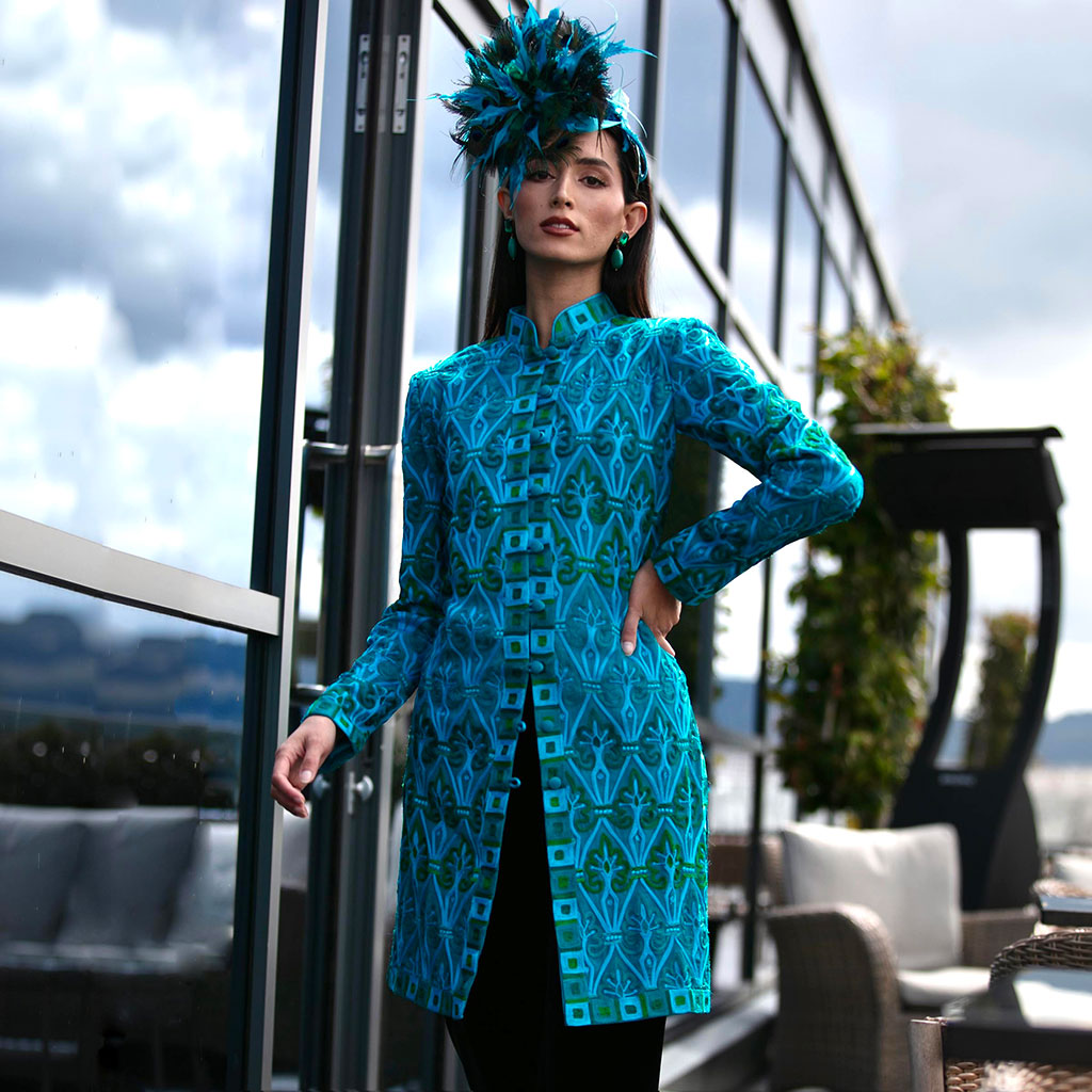 Turquoise Embroidered Mystique Jacket
