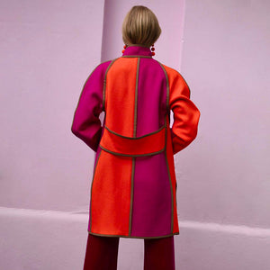 Orange/Pink Oversized Cashmere Mix Space Coat