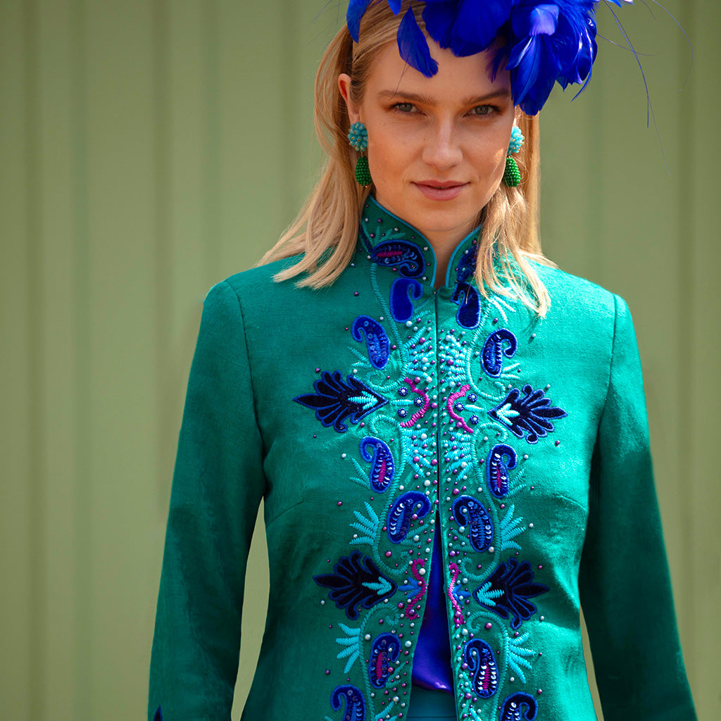 Jade Moti Nehru Long Coat