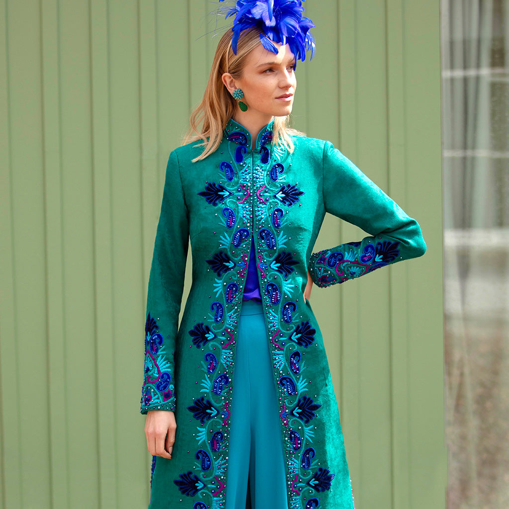 Jade Moti Nehru Long Coat