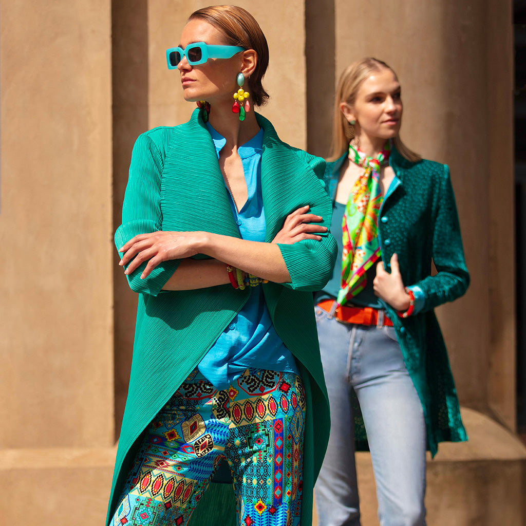 Aqua Waterfall Crinkle Coat