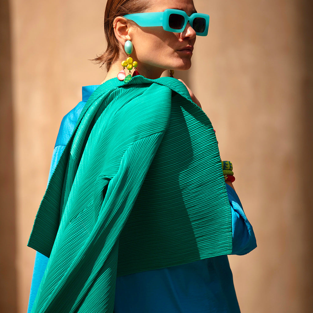 Aqua Waterfall Crinkle Coat