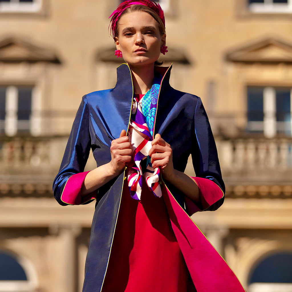 Navy/Wildrose Reversible Long Holden Jacket