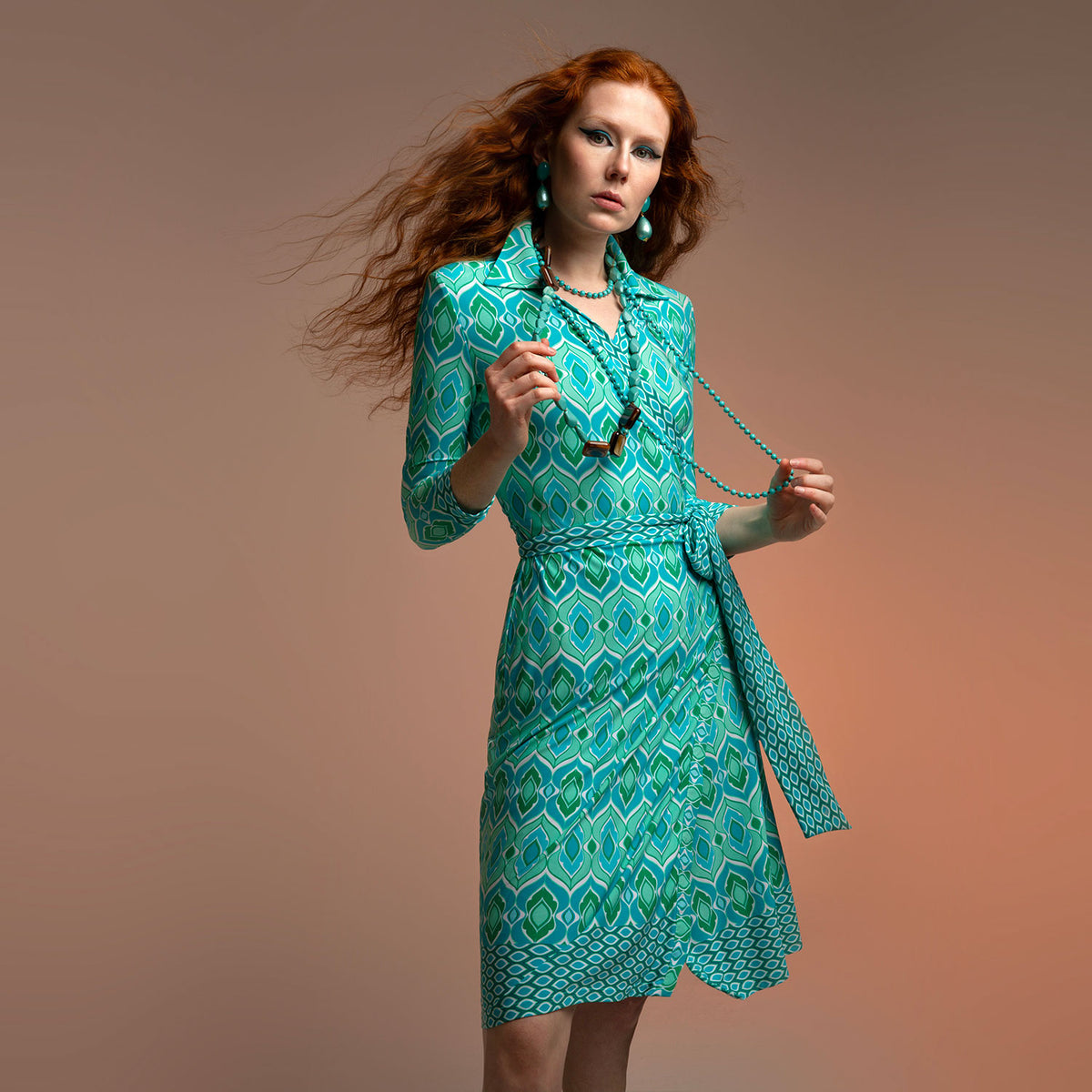 Aqua Mirage Stretch Wrap Dress