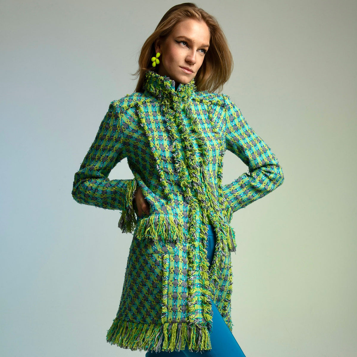 Aqualime Fringed Lacy Coat