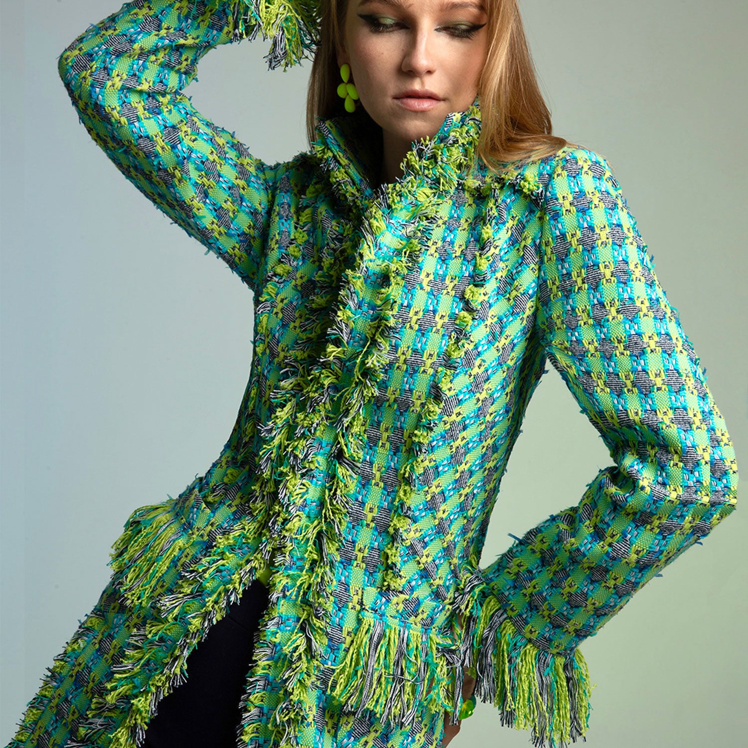 Aqualime Fringed Lacy Coat