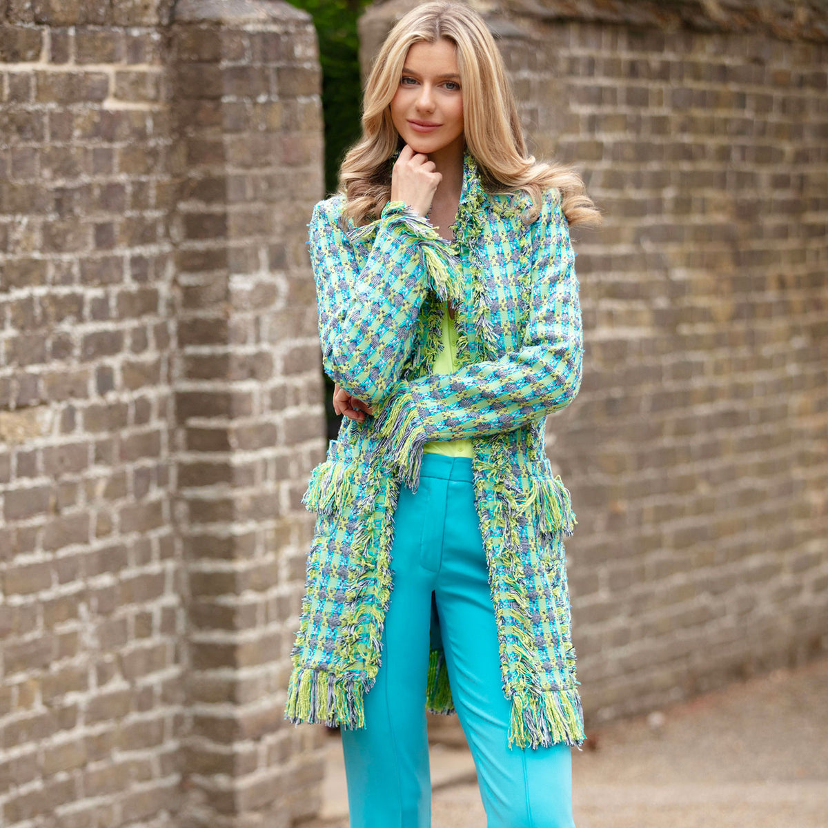 Aqualime Fringed Lacy Coat