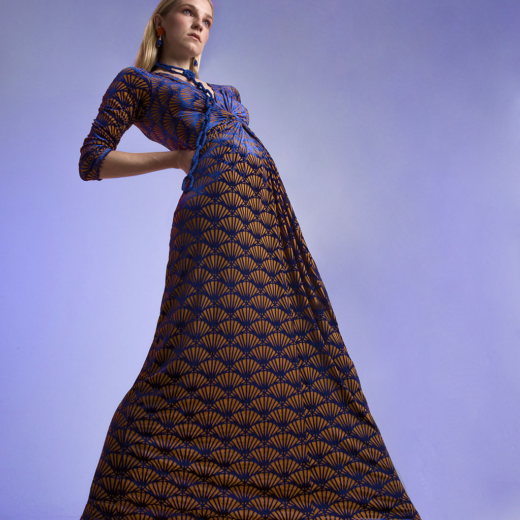 Art Deco Velvet Devore Lola Maxi Dress - Beatrice von Tresckow - Beatrice von Tresckow Designs Art Deco Velvet Devore Lola Maxi Dress - Beatrice von Tresckow - Beatrice von Tresckow Designs