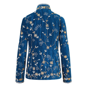 Athenian Blue Pearl Klimt Velvet Short Jacket