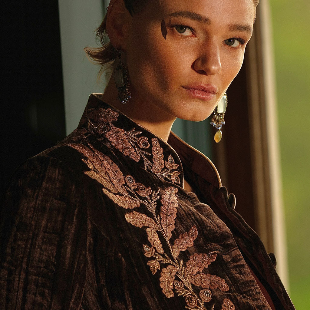 Autumn Peking Brown Velvet Coat