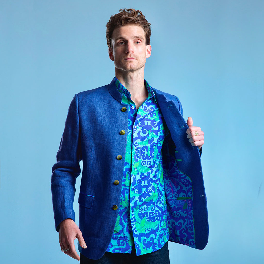 Azure Artie Mens Linen Jacket