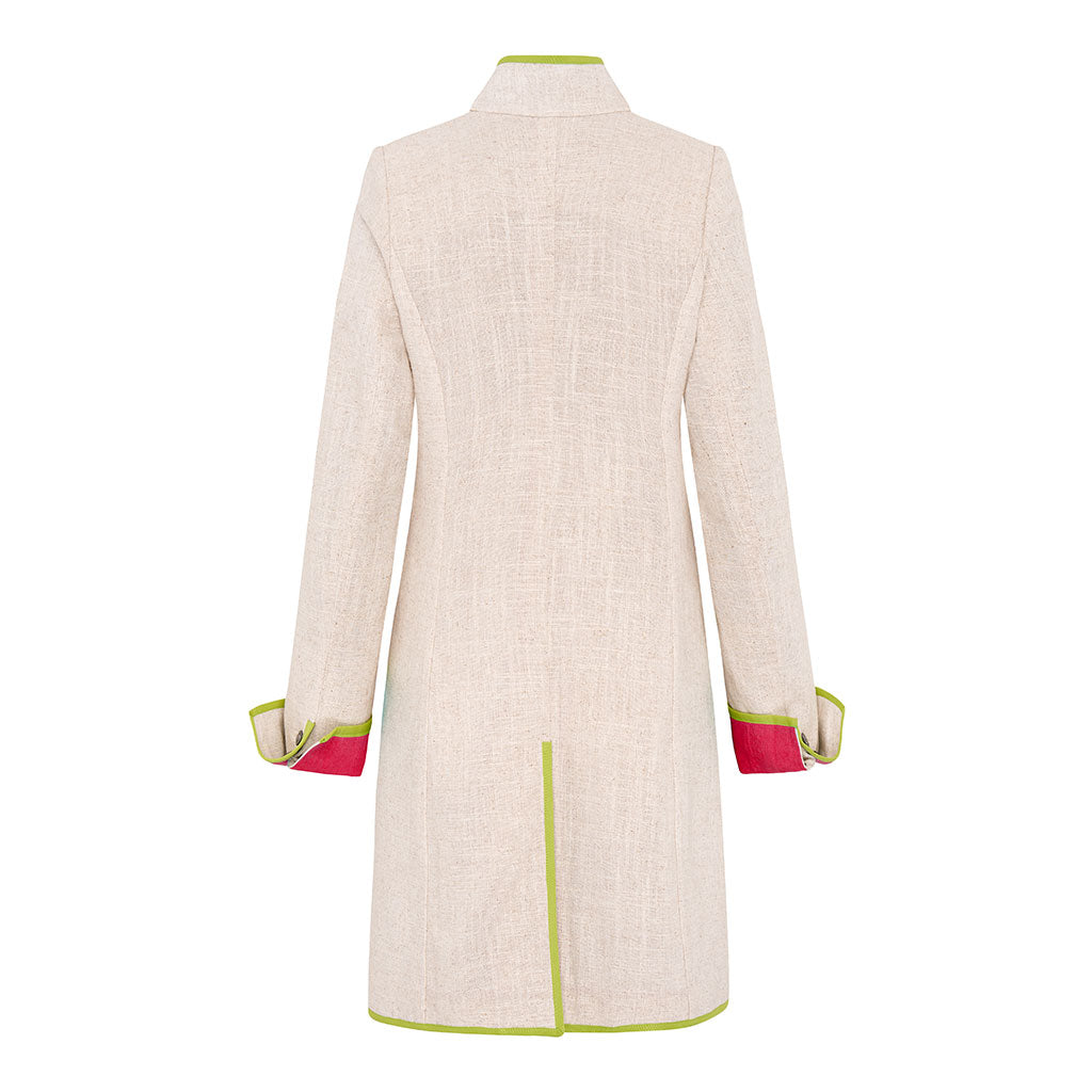 Beige/Red Linen Cavalier Jacket