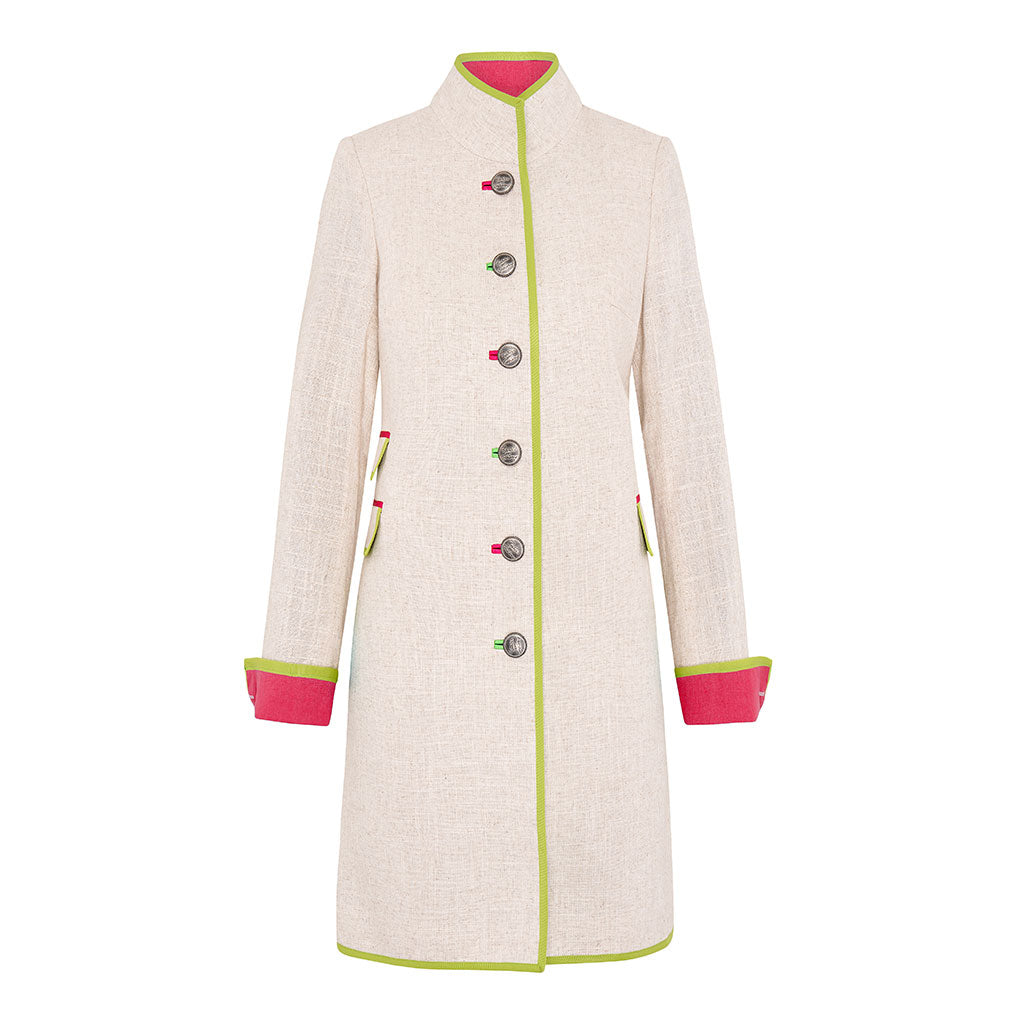 Beige/Red Linen Cavalier Jacket