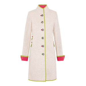 Beige/Red Linen Cavalier Jacket