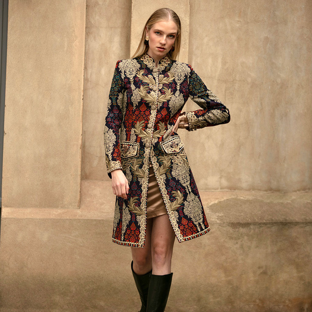 Embroidered hot sale coat dress