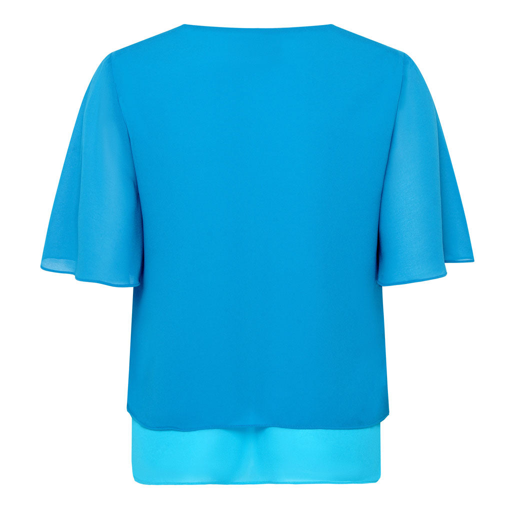 Blue Turquoise Chiffon Layered Top