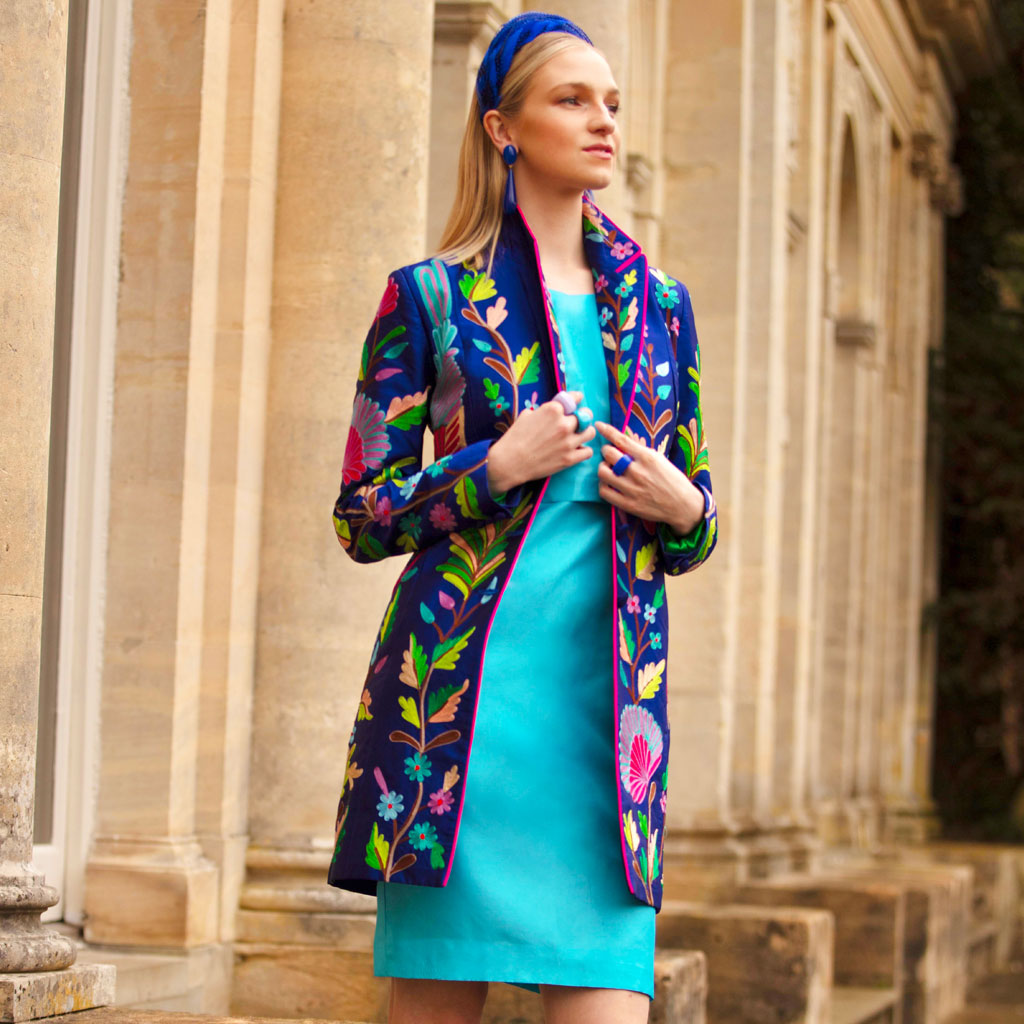 Ice Blue Taffeta Nikki Empire Dress