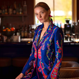 Blue Paisley Peking Lapel Jacket