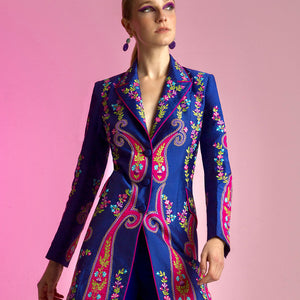 Blue Paisley Peking Lapel Jacket