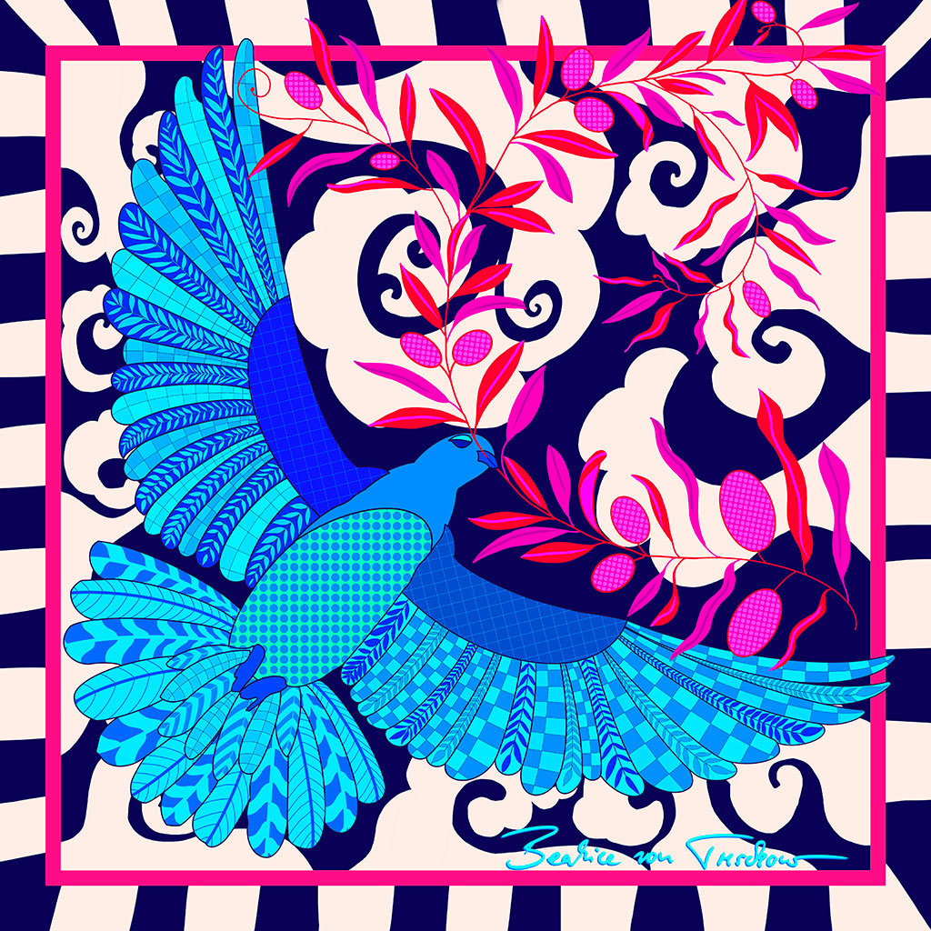 Blue Peace Dove Limited Edition Silk Scarf