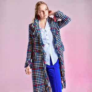 Blue/Red/White Fringed Ava Coat