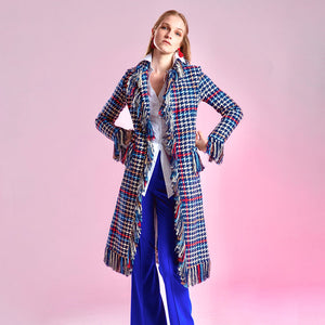 Blue/Red/White Fringed Ava Coat