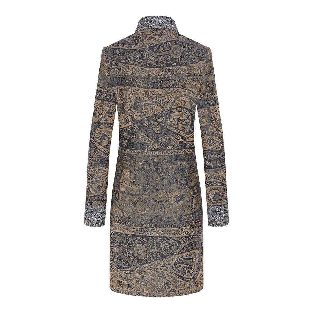 Blue Silver Rosette Wool Paisley Shawl Jacket