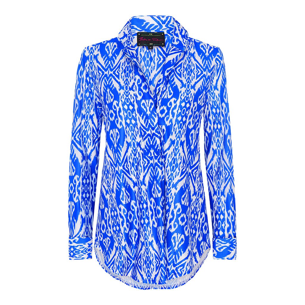 Blue Ikat Print Santorini Shirt