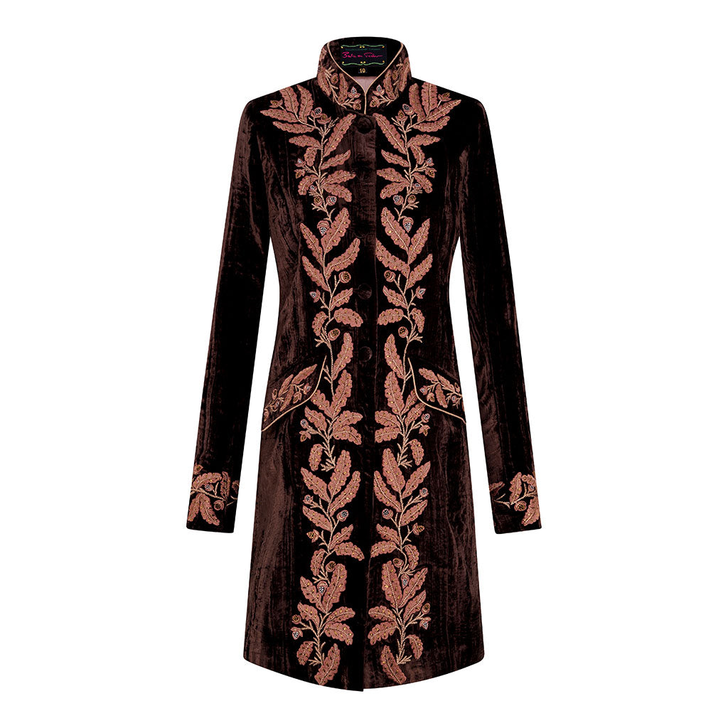 Autumn Peking Brown Velvet Coat