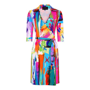 Brush Stroke Wrap Dress