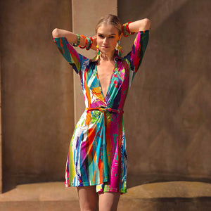 Brush Stroke Wrap Dress