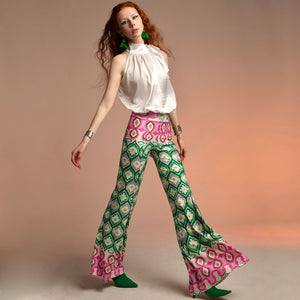 Candy Bloom Stretch Bell Bottom Trousers