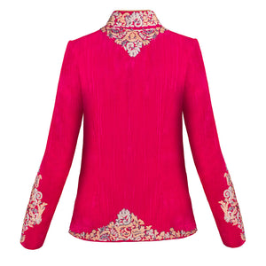 Cerise Embroidered Velvet Eugenie Short Jacket