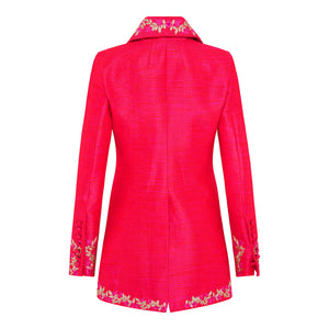 Cerise Pimpernel Longline Silk Jacket