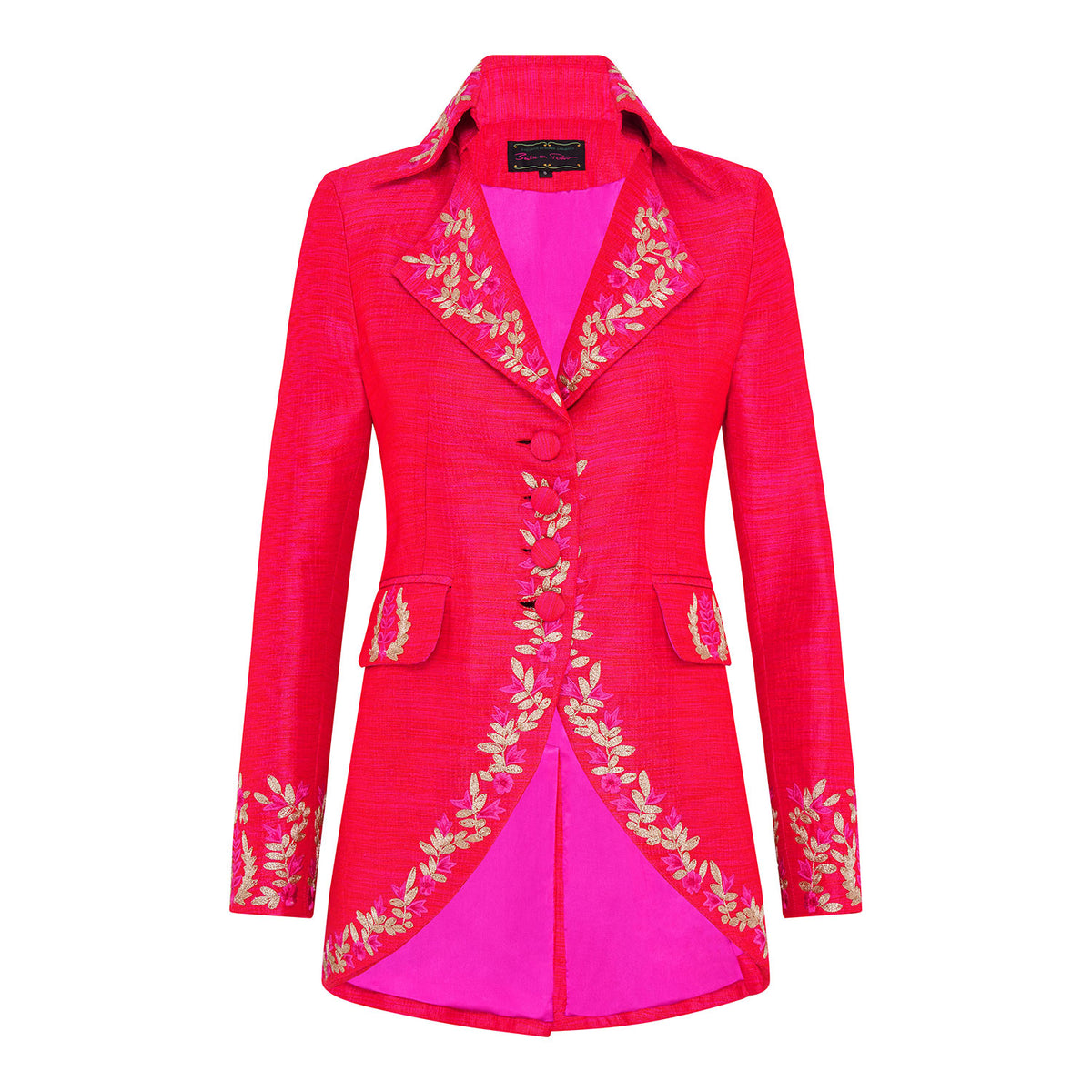 Cerise Pimpernel Longline Silk Jacket