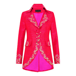 Cerise Pimpernel Longline Silk Jacket