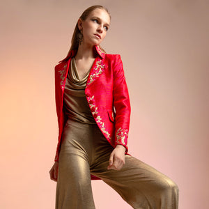 Cerise Pimpernel Longline Silk Jacket