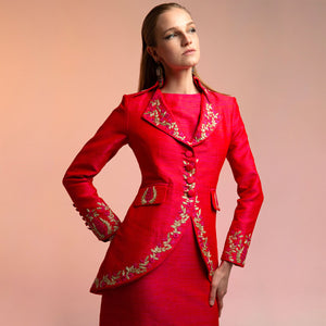Cerise Pimpernel Longline Silk Jacket