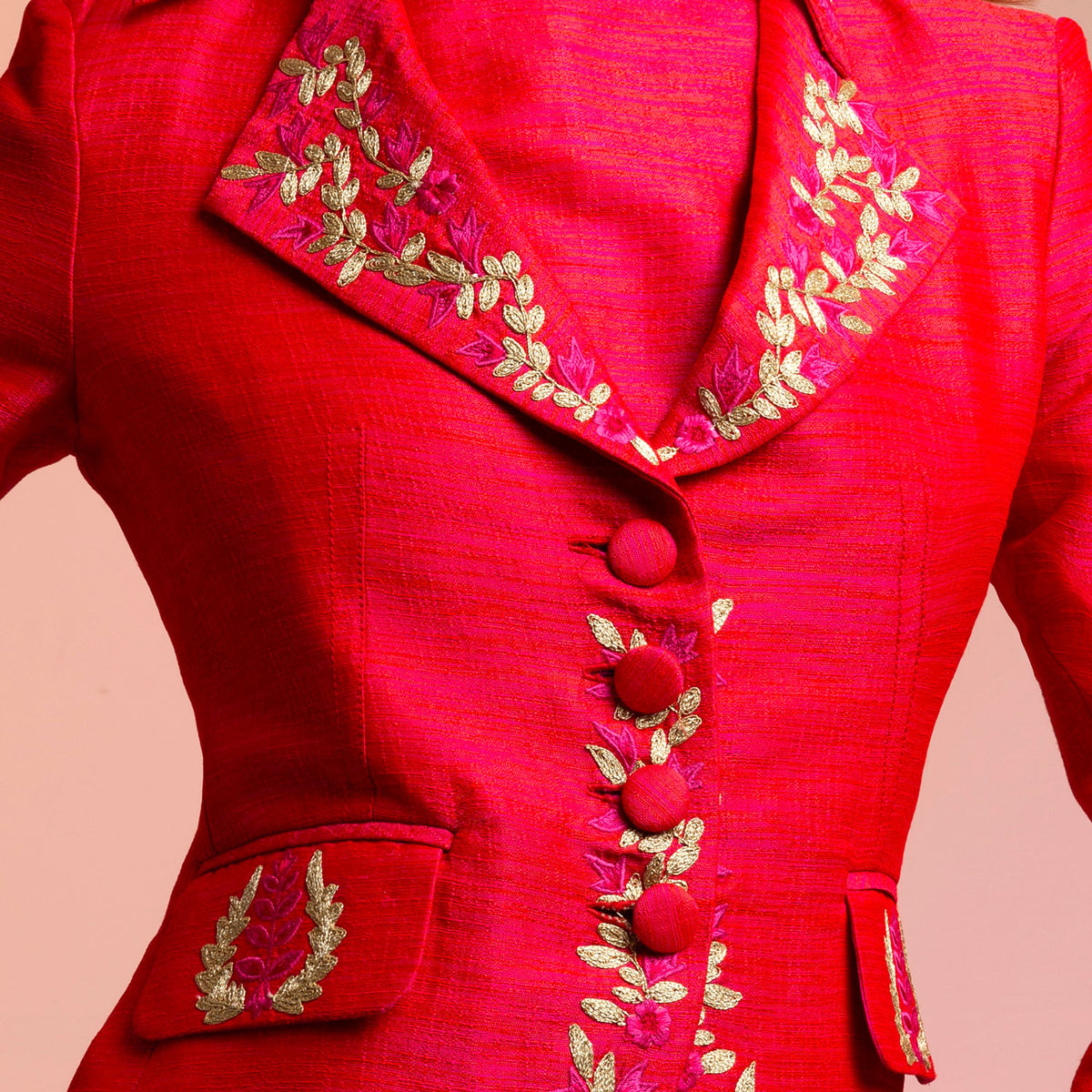 Cerise Pimpernel Longline Silk Jacket