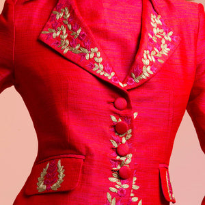 Cerise Pimpernel Longline Silk Jacket