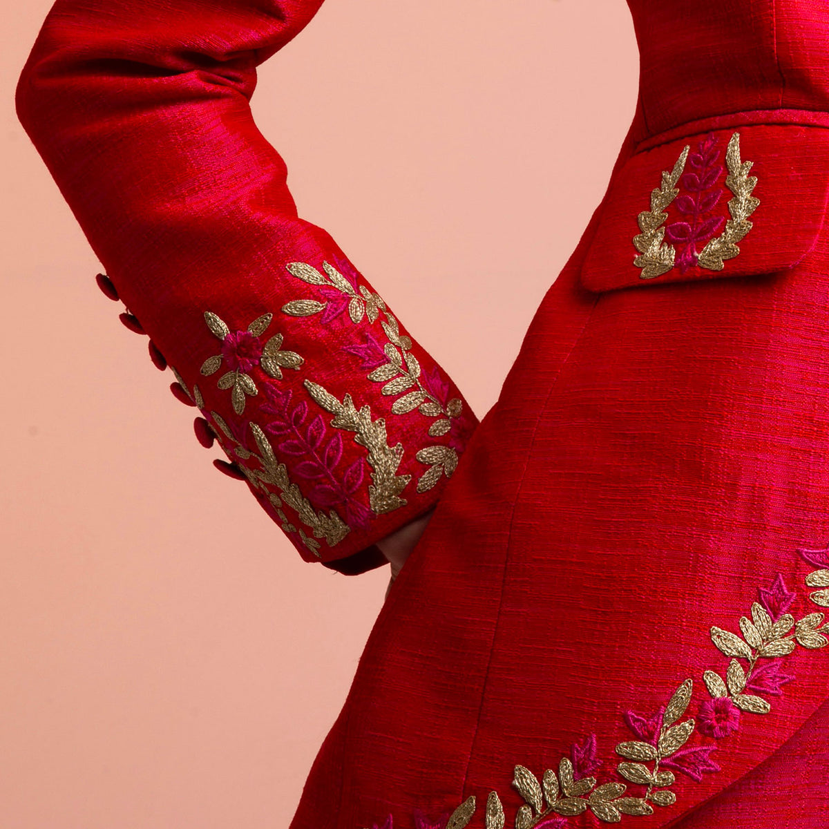 Cerise Pimpernel Longline Silk Jacket