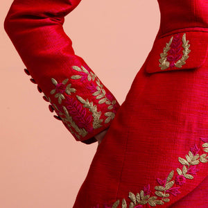 Cerise Pimpernel Longline Silk Jacket
