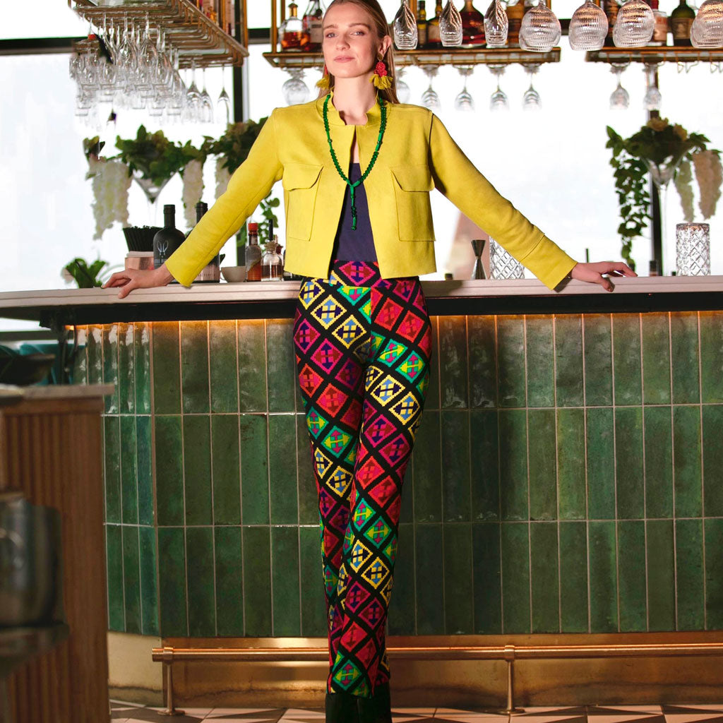 Diamonds Narrow Stretch Flare Trousers