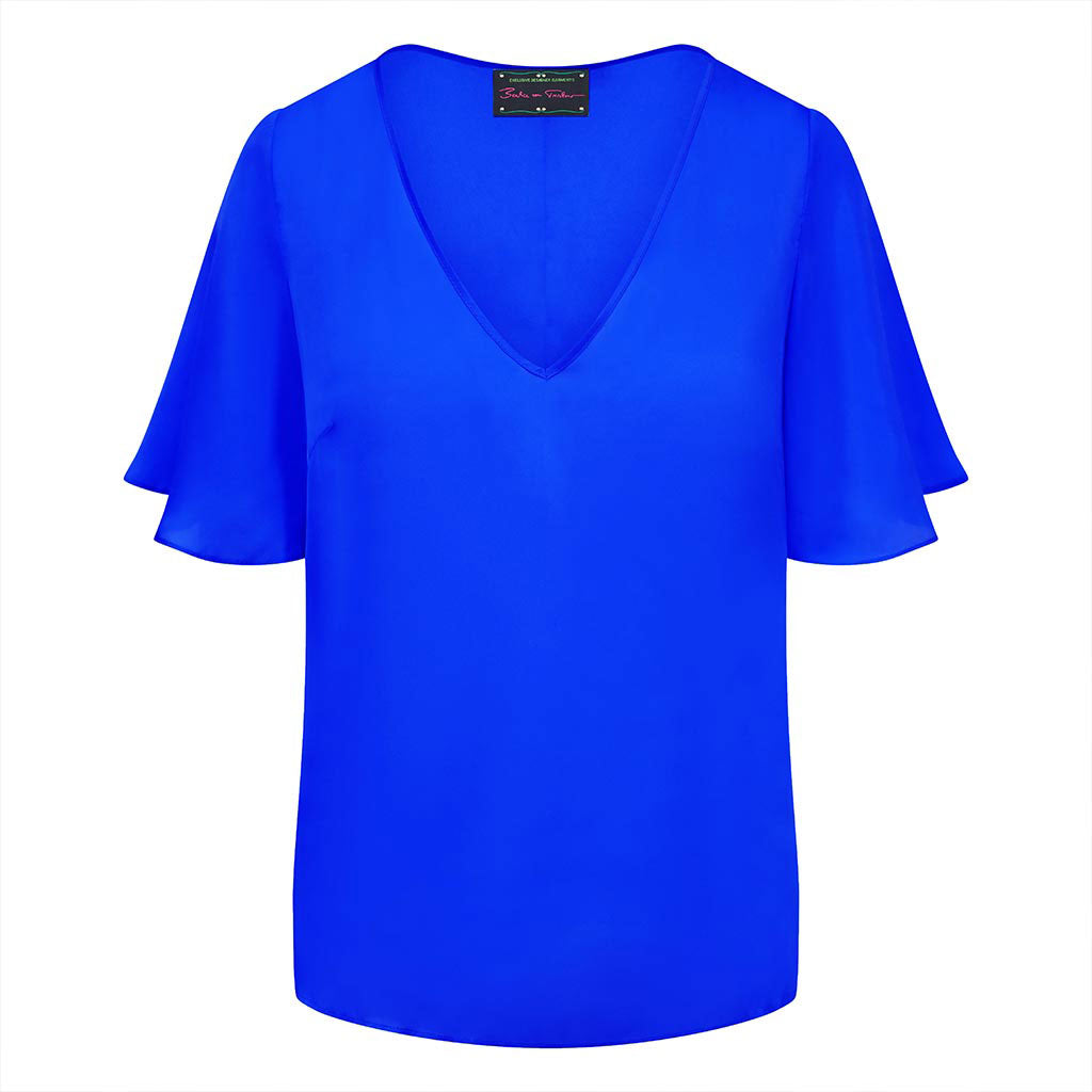 Electric Blue Flare Sleeve Top