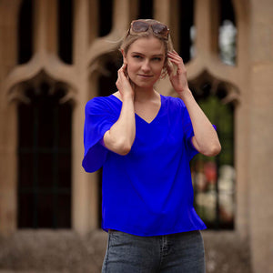 Electric Blue Flare Sleeve Top