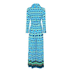 Blue Geometric Wide Leg Jumpsuit