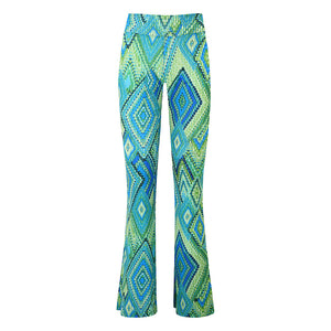Green Haze Narrow Stretch Flare Trousers