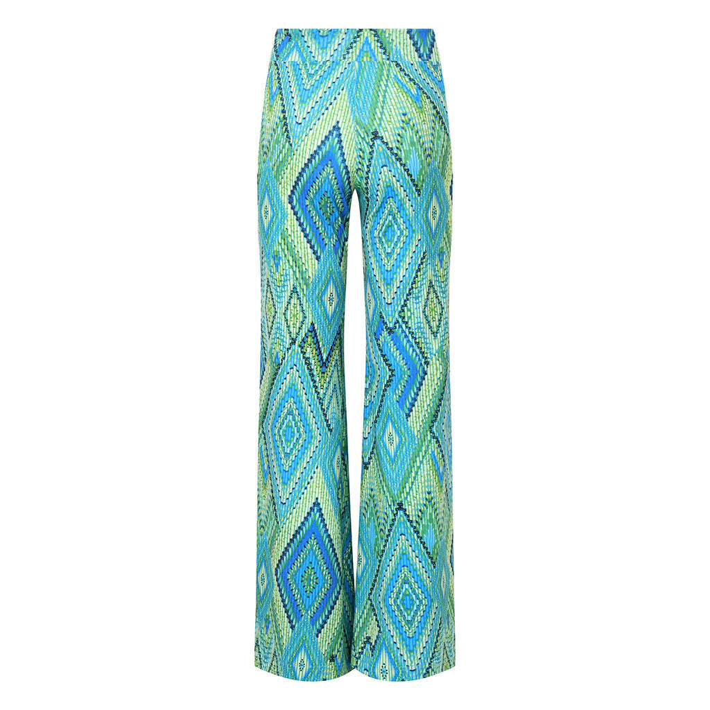 Green Haze Wide Stretch Flare Trousers